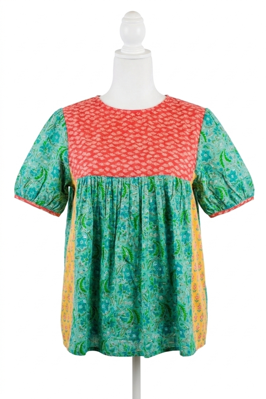 NEW LAYERZ CLOTHING mixed print short sleeve top in multi